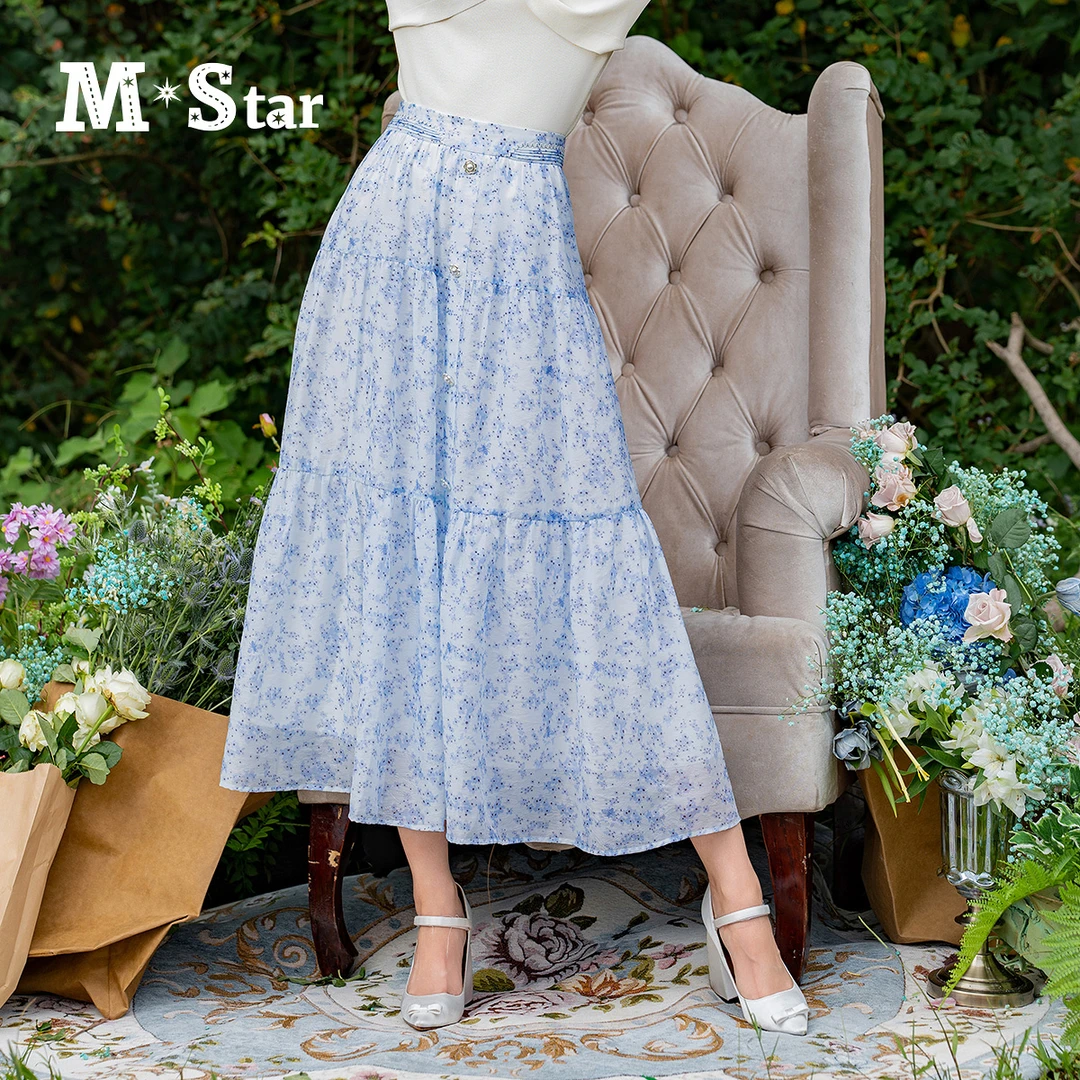 【九月专属】M-Star春季新款法式碎花轻薄中长半身裙女士SFEQ113661
