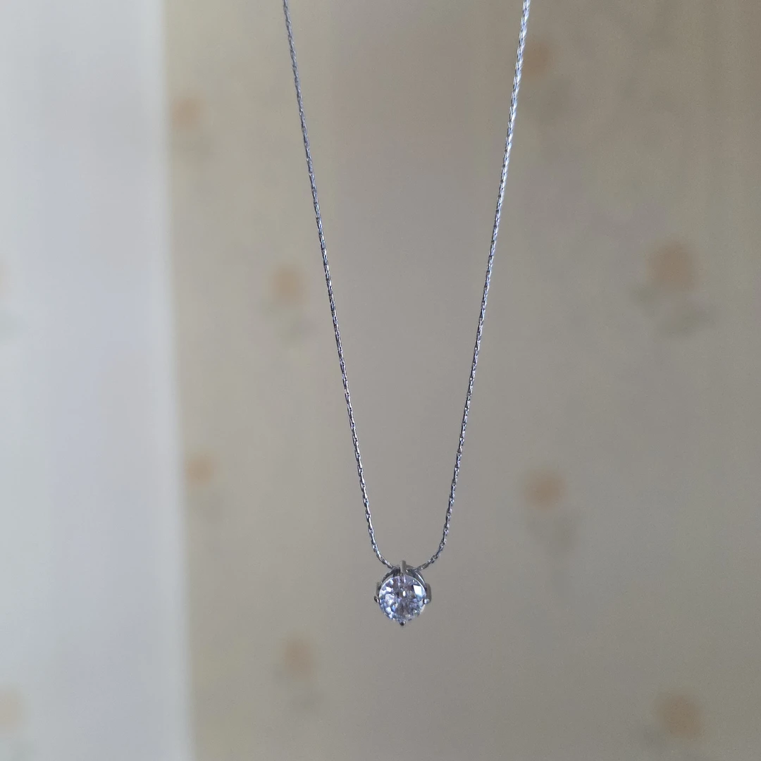 钛钢项链 简约单钻项链（长度40+5cm）