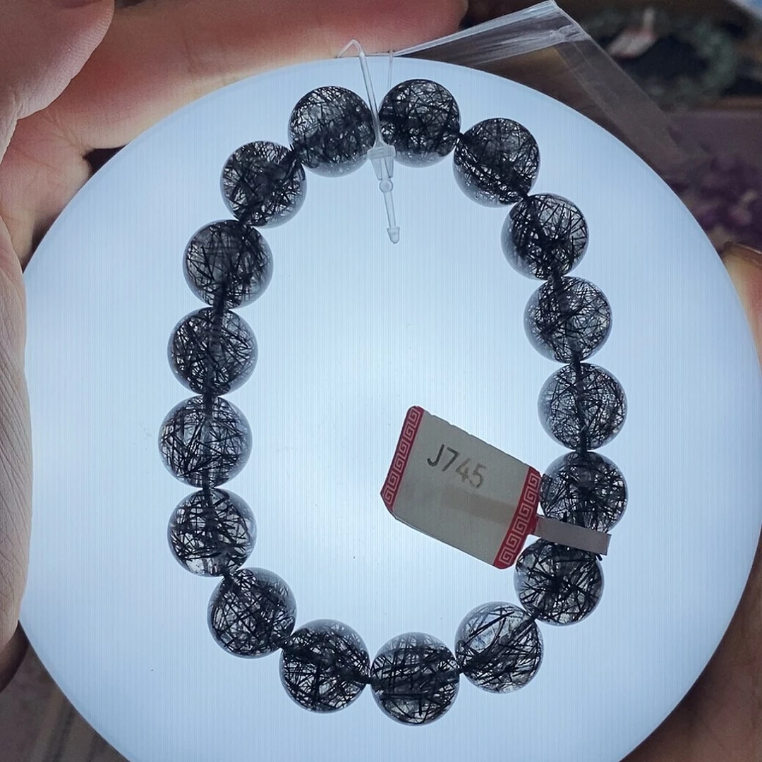 未镶嵌手链水晶J745 黑发晶 12m+