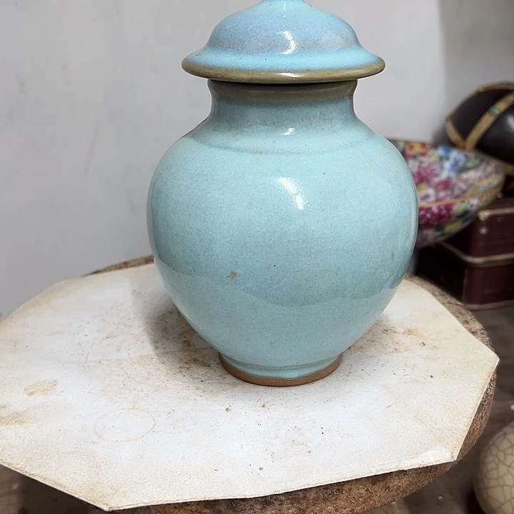 陶摆件钧窑的一个将军罐