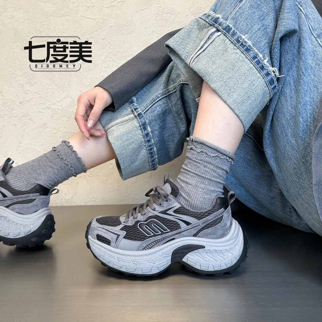 厚底复古老爹鞋女2025秋冬新款加绒运动休闲鞋增高百搭系带跑步鞋