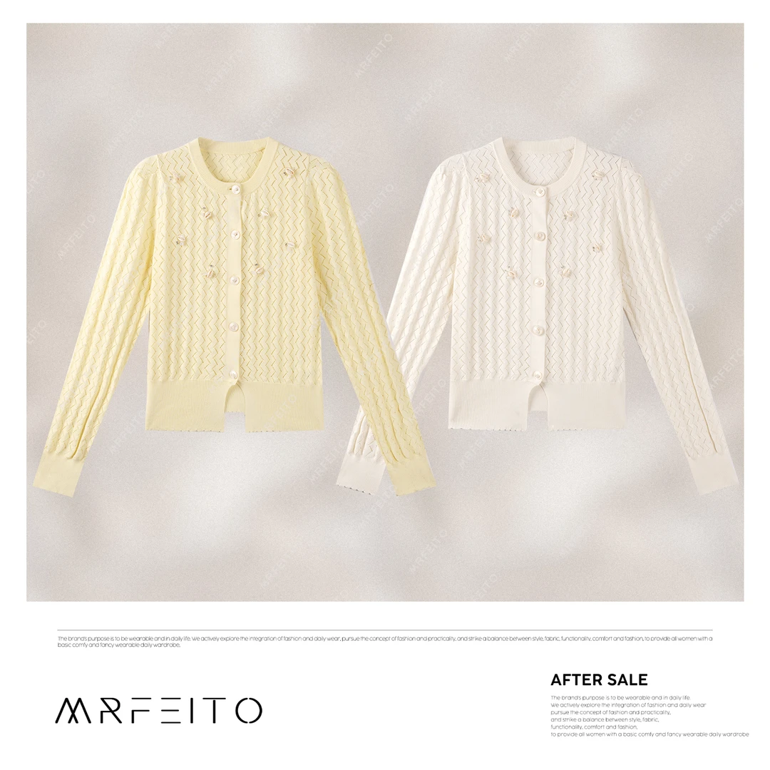 【海的那边】2025春季新款时尚显瘦串珠贝壳开衫H1195KS02C30787