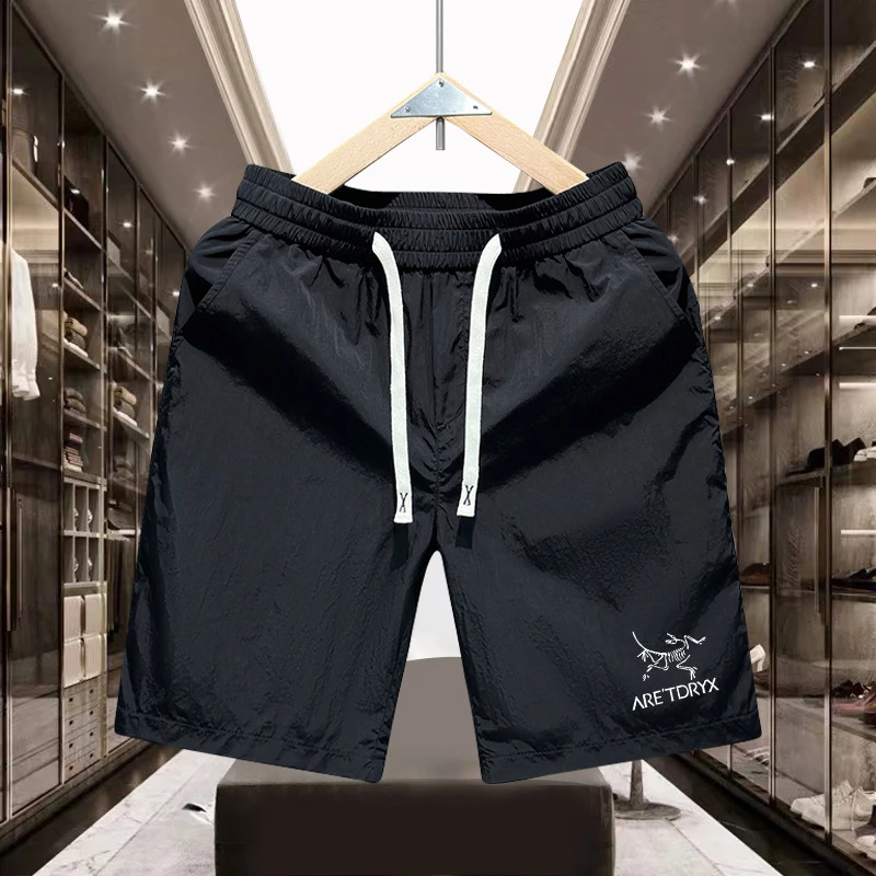 【奥莱撤柜】潮牌鸟印花短裤修身男士五分裤美式男生中裤情侣沙滩裤