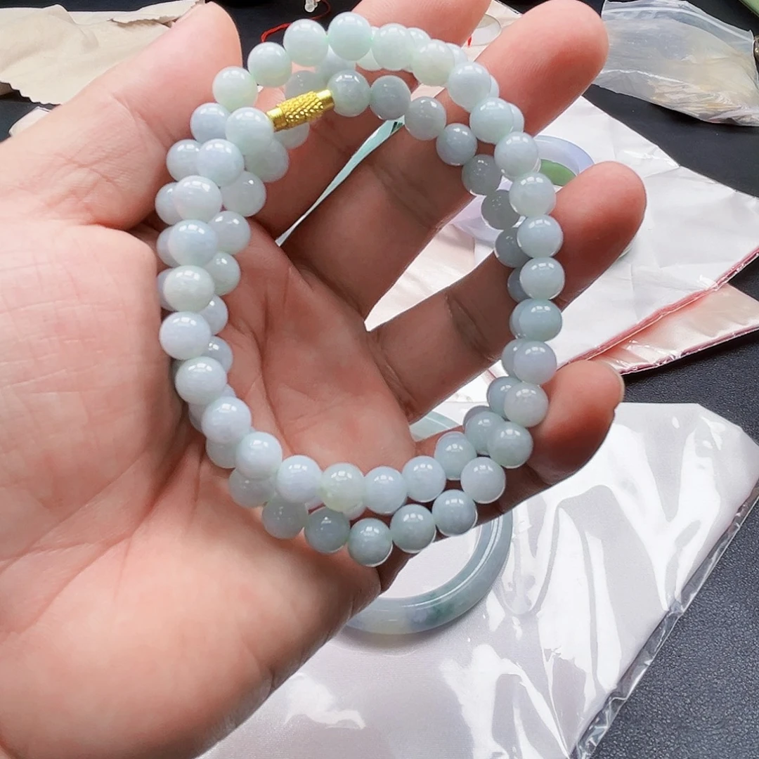 翡翠未镶嵌手镯珠链