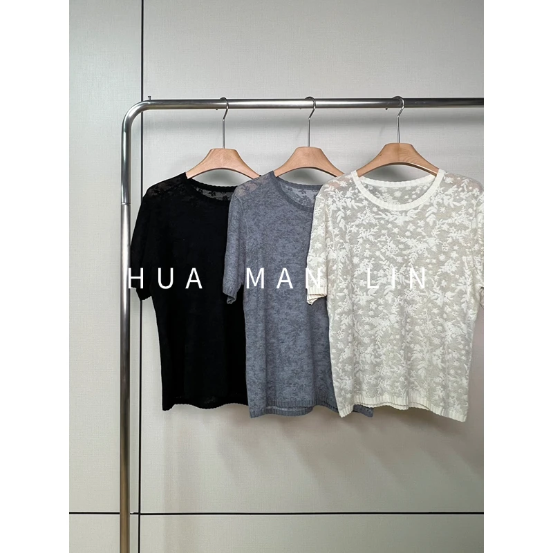 【花滿林】三色圆领螺纹领口短袖上衣65285