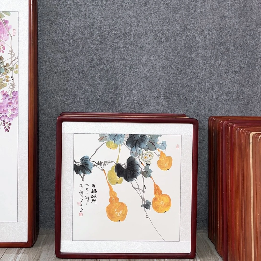 国画书画作品带框63×63