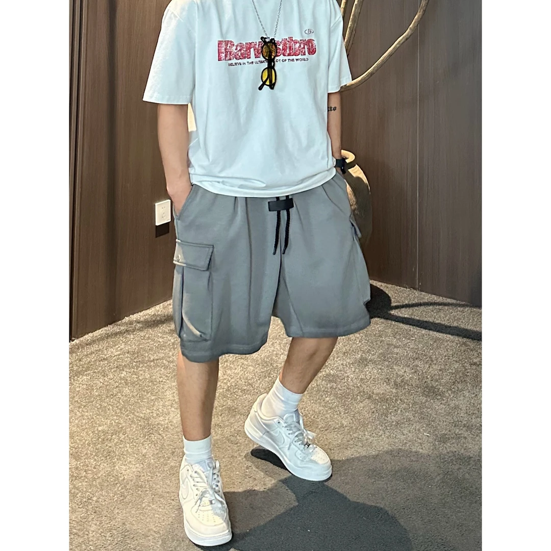 【Mark马克】夏季男士休闲简约水洗棉吸汗透气运动大口袋渐变短裤