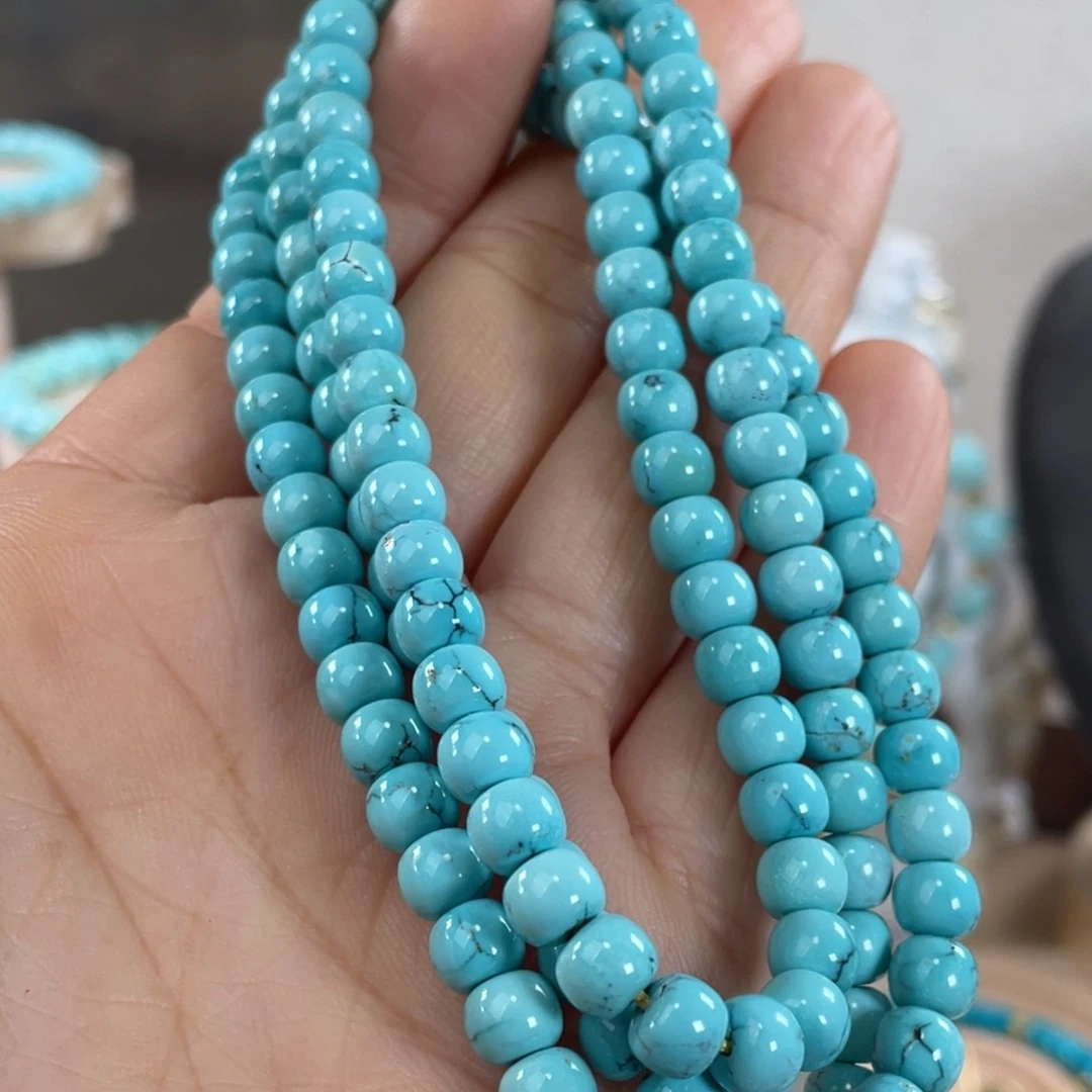 绿松石未镶嵌套链6mm高蓝108