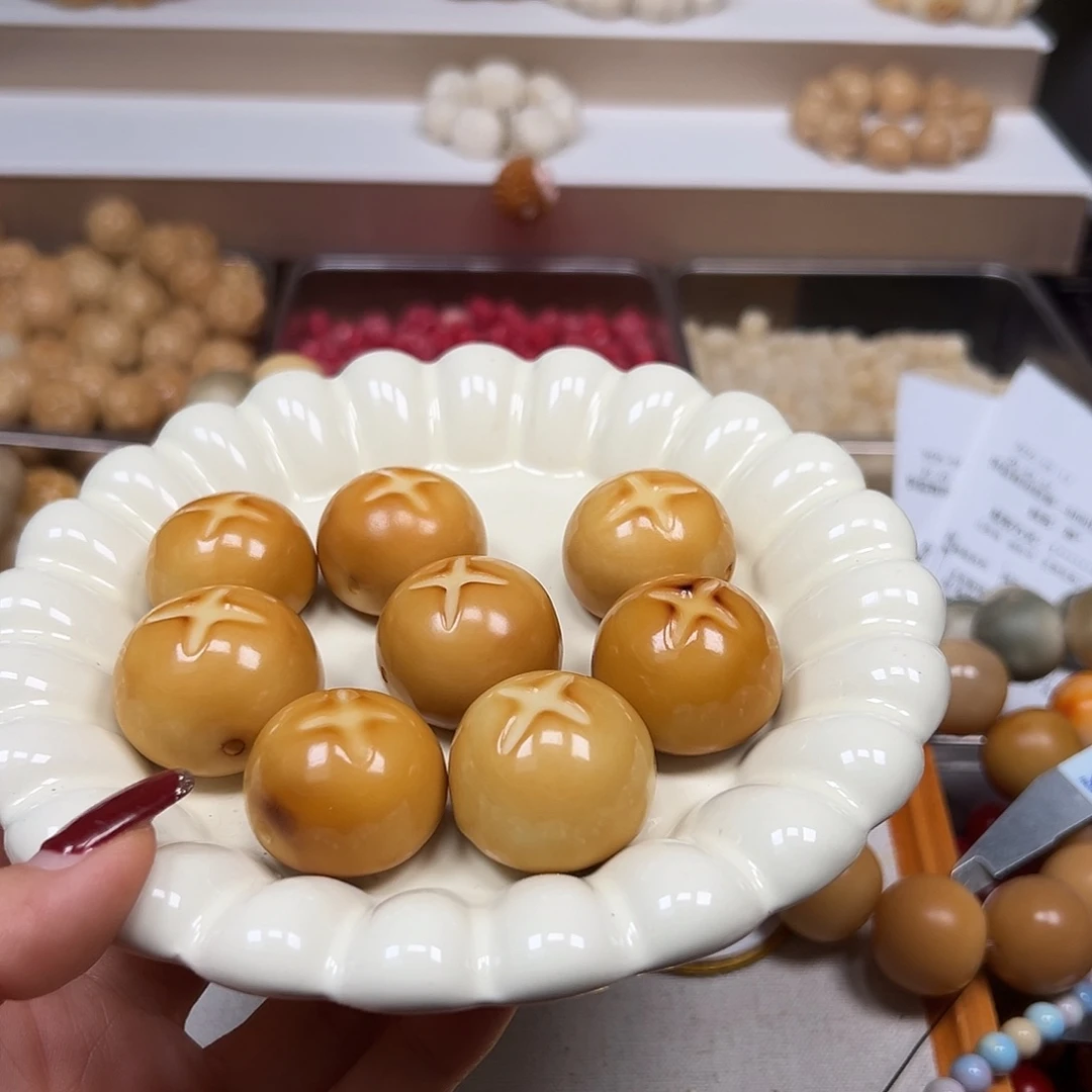手串菩提根/象牙果微瑕炭烤x宝8颗有裂