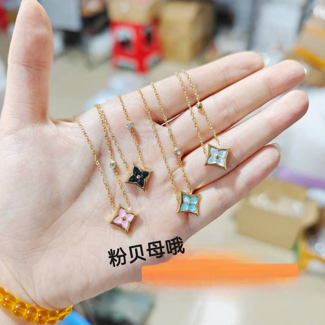 钛钢项链 百搭轻奢粉色项链144