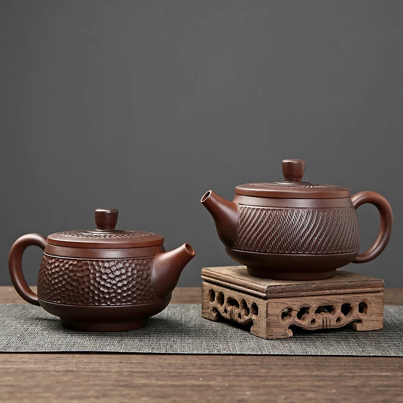 紫陶满工跳刀大口容量汉瓦凤鸣断水茶壶一人独饮茶具泡茶专用器具