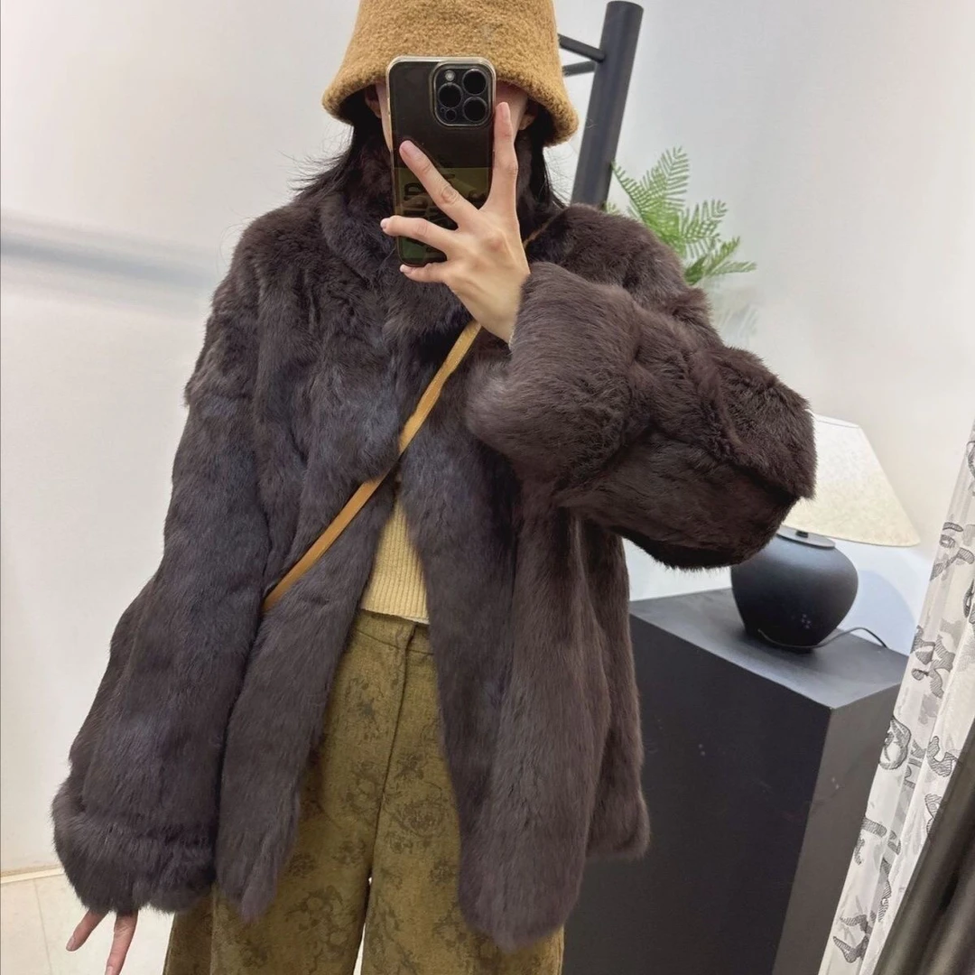 皮草外套真兔毛时尚休闲宽松百搭皮毛一体冬季保暖女