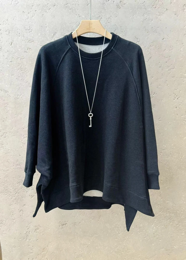 Li Wang/里望松弛代表深色 休闲款女士圆领卫衣上衣韩版春秋