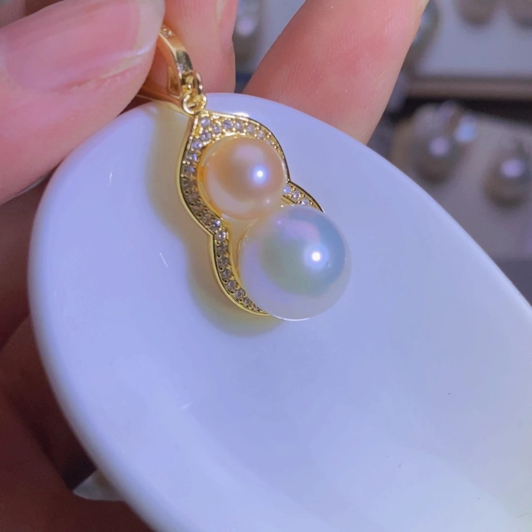 银S925镶嵌淡水珍珠天然淡水珍珠