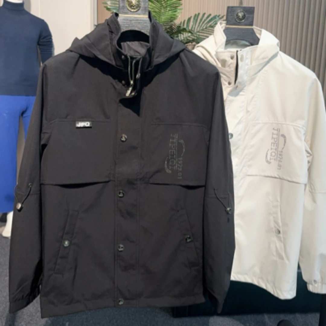 【北部庄园】男士春夏商务连帽可脱卸休闲百搭纯色夹克/5331