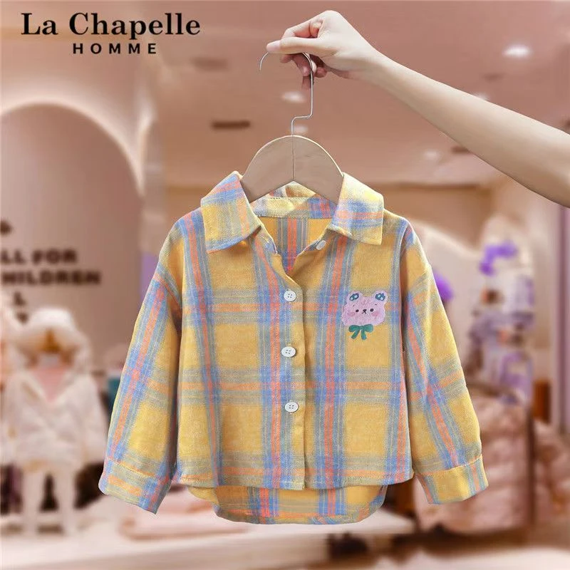 女童春装格子衬衫洋气小儿童休闲衬衣时尚女孩宝宝上衣服女童夏装