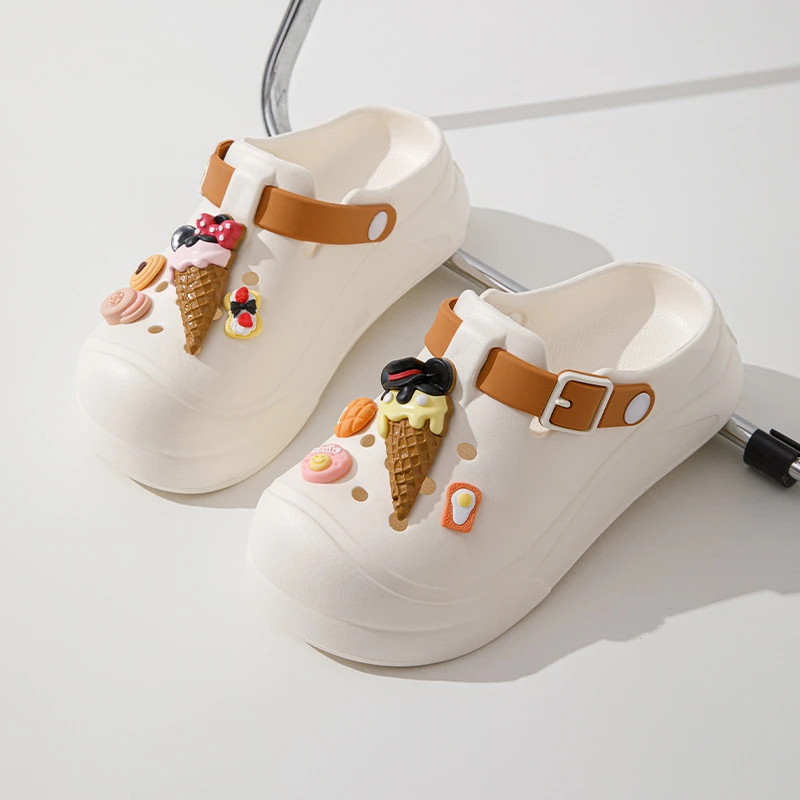 厚底增高洞洞鞋女夏季2025新款可爱沙滩防滑踩屎感包头凉拖鞋外穿