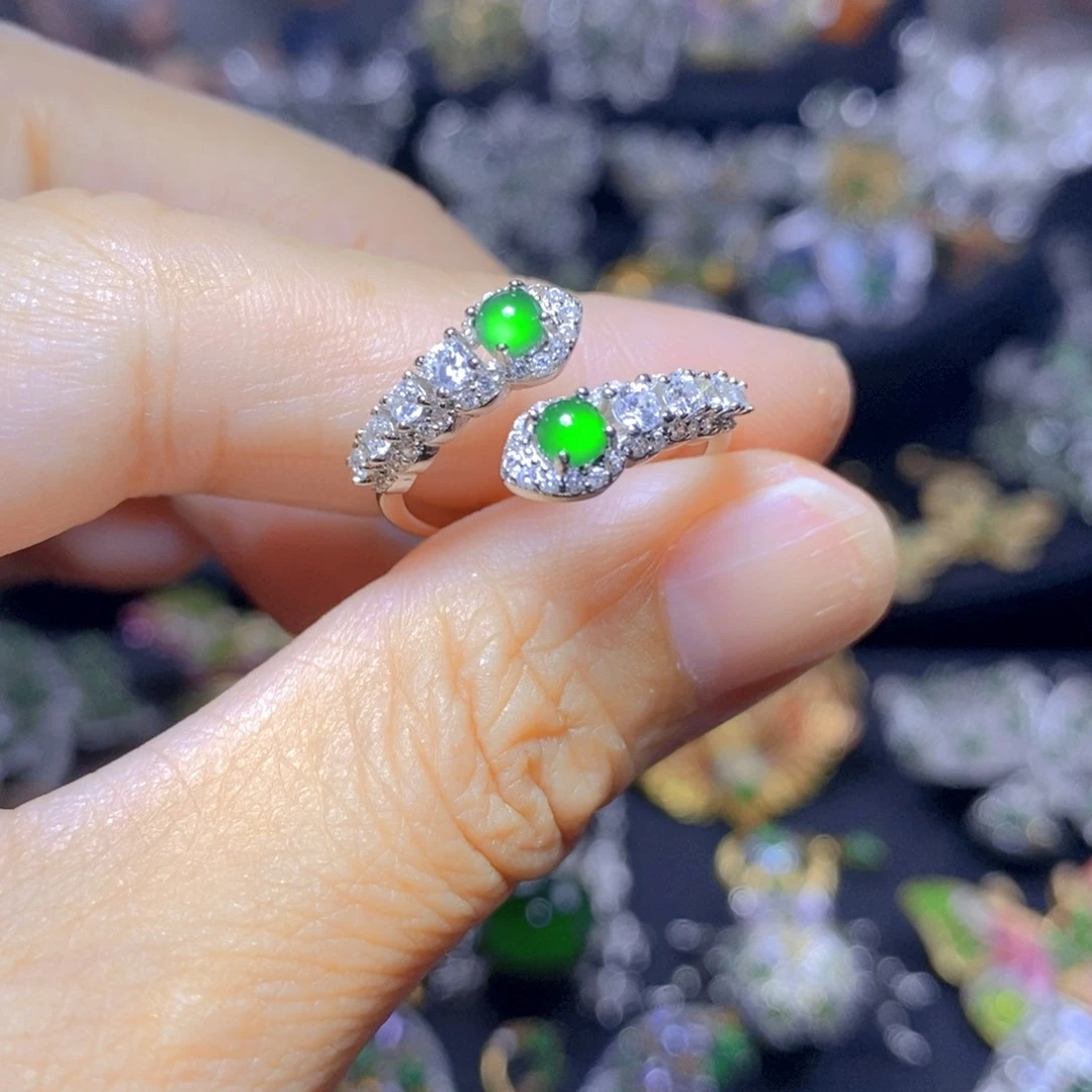 翡翠银S925镶嵌吊坠(不含链)天然资源