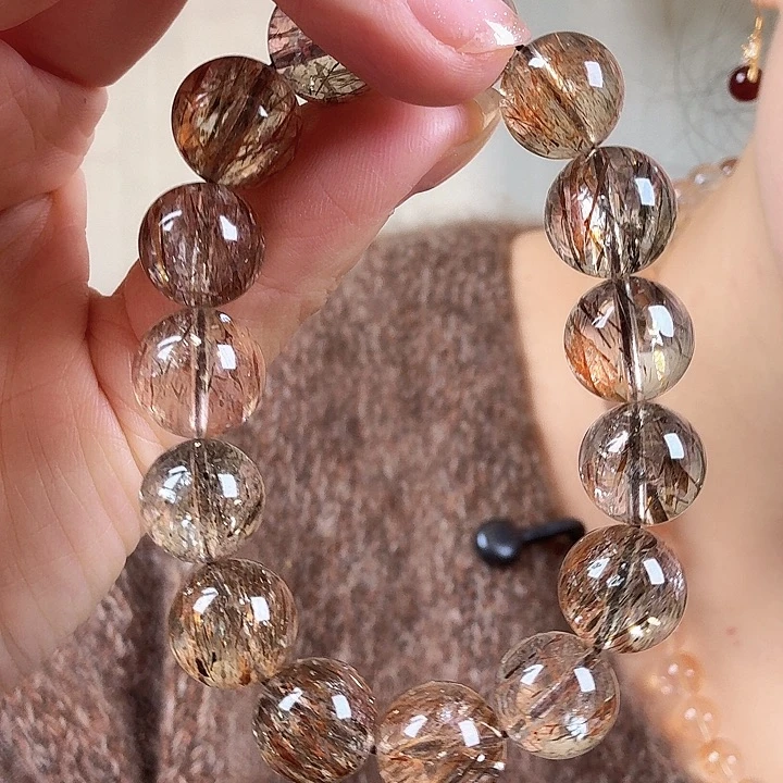 未镶嵌手链水晶天然黑金超七手串