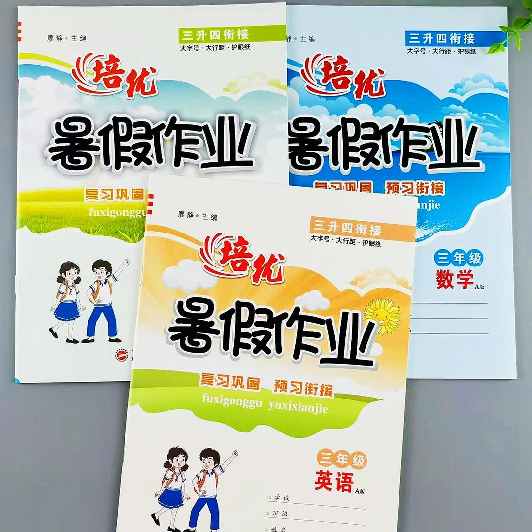 暑假作业三年级语文数学英语三升四暑假衔接必刷题复习预习练习册