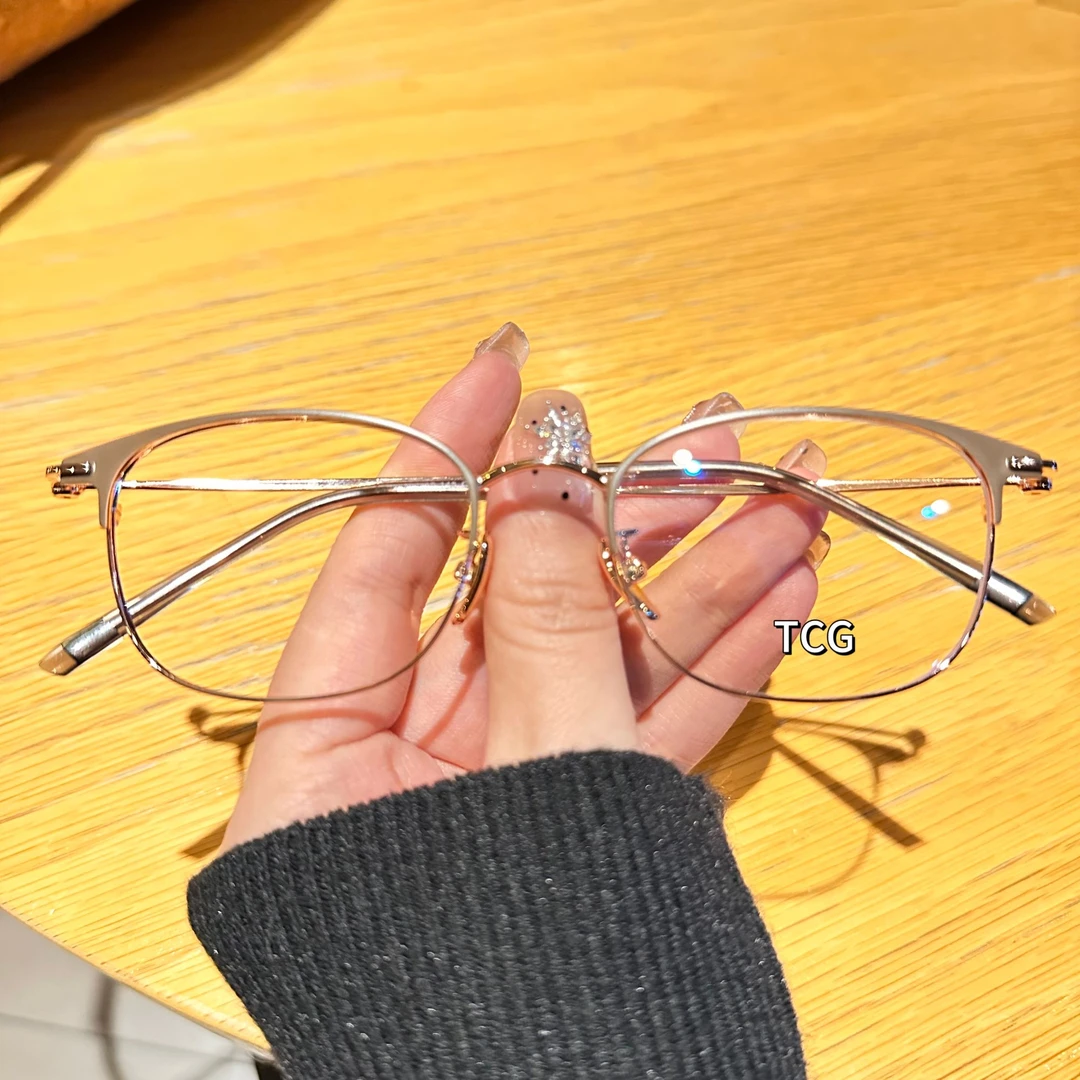 超轻半框近视眼镜男女可配度数大脸显瘦素颜神器