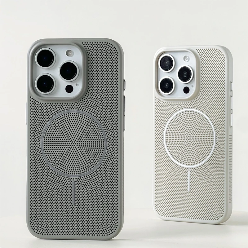 磁吸网孔散热透气适用苹果17pro手机壳iphone16Promax/15防摔硬壳