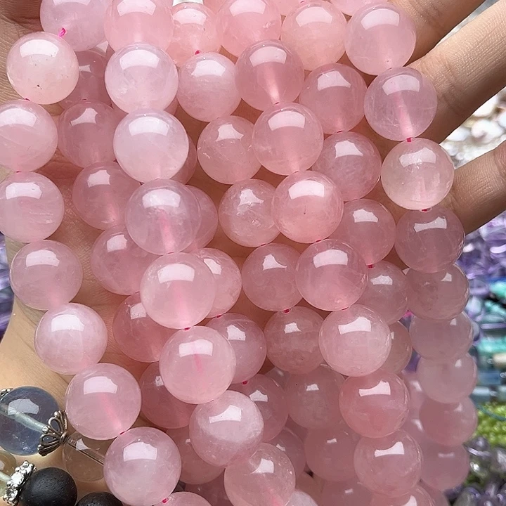 未镶嵌玛瑙/玉髓珠宝半成品一条16mm左右粉晶