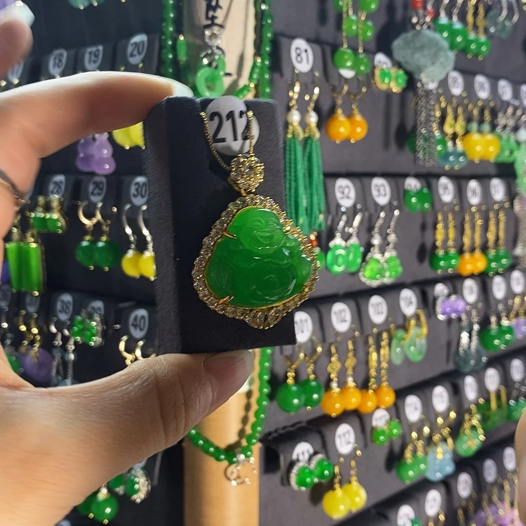 银S925镶嵌翡翠耳饰212