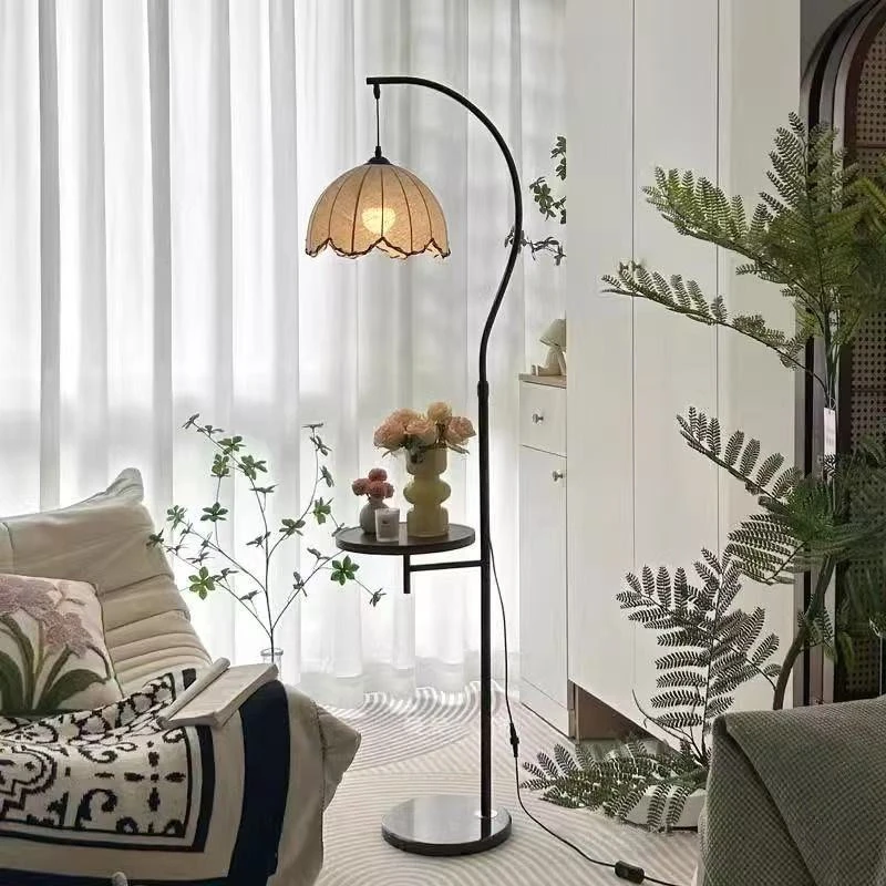 全光谱护眼落地灯法式复古客厅沙发旁边几置物一体卧室书房钓鱼灯