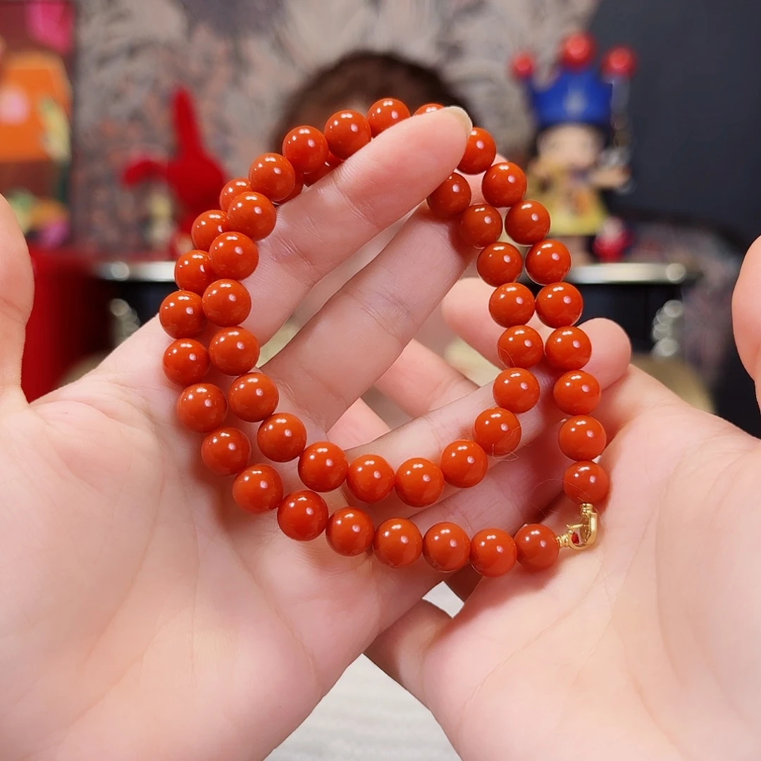 南红玛瑙18K金镶嵌颈饰