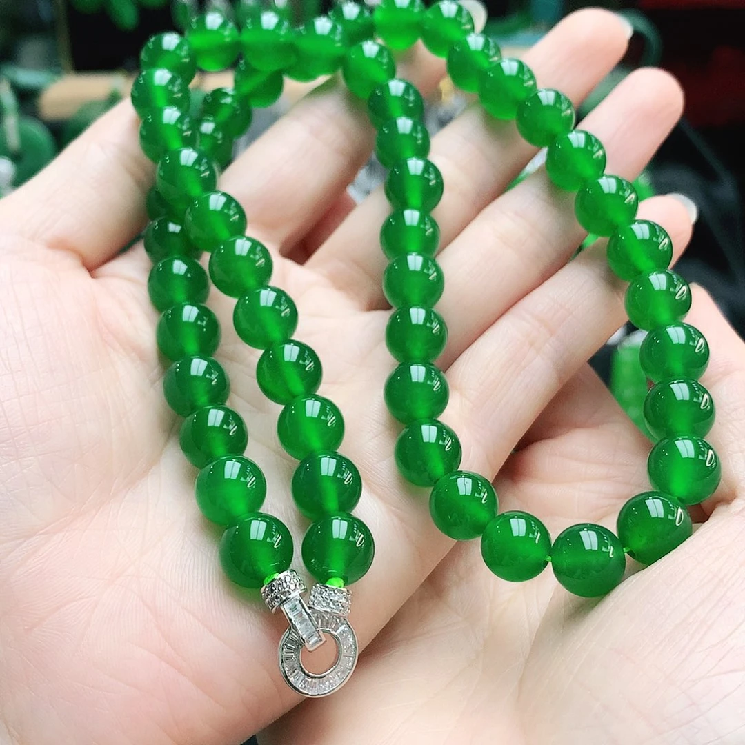 银S925镶嵌项链10mm玛瑙/玉髓