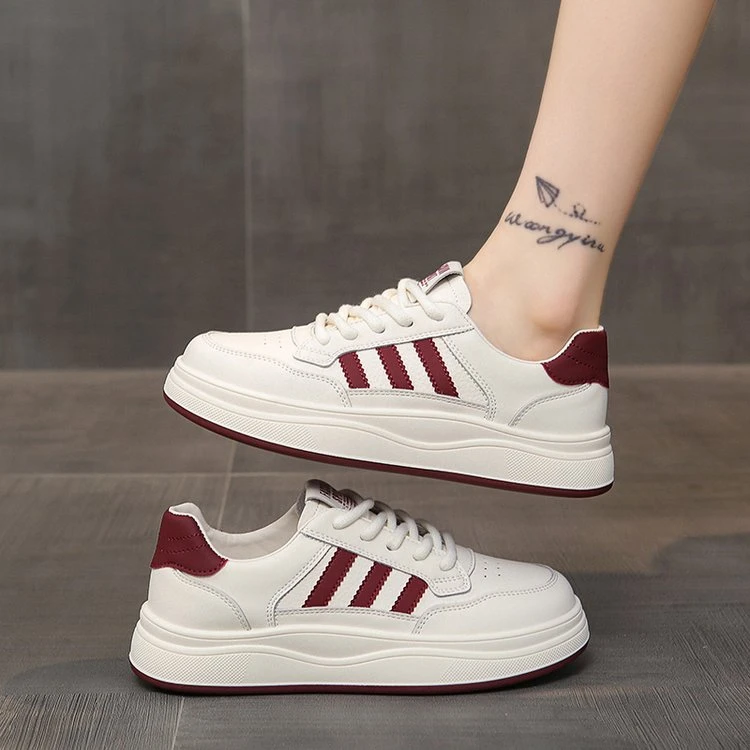 青年透气学生平底防滑厚底休闲板鞋女鞋小白鞋春秋夏季百搭修面皮