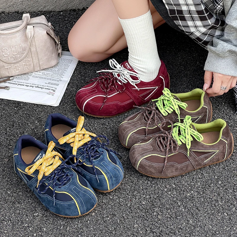 软底软面德训鞋女2025秋季新款百搭小众运动鞋丑萌内增高阿甘鞋
