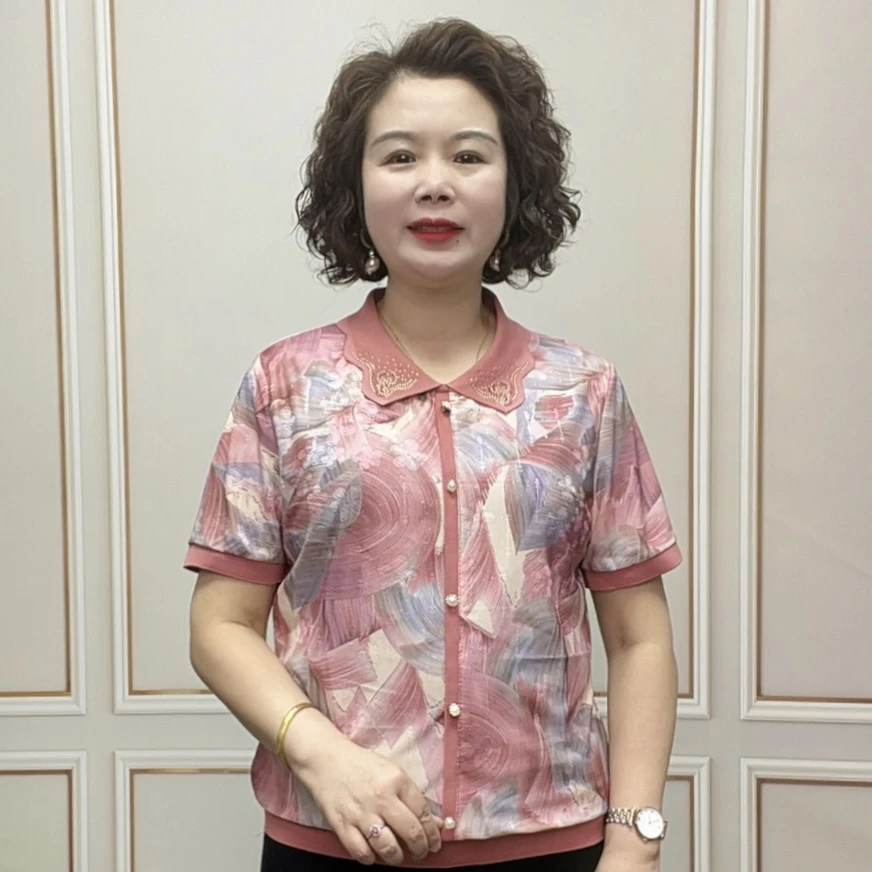 2025夏季短袖洋气时尚薄款中老年气质百搭减龄宽松显瘦休闲妈妈装