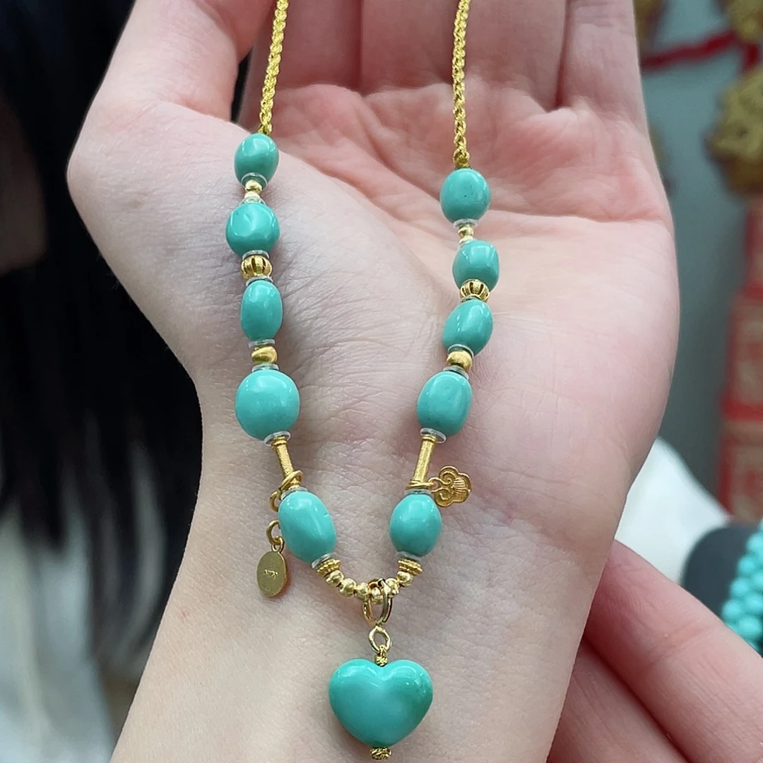 绿松石颈饰18K金镶嵌