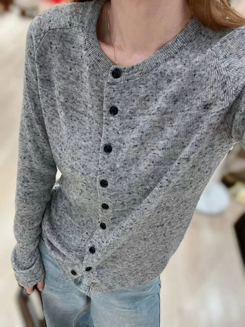 进口超透气纱线/2025春夏针织开衫休闲长袖薄款上衣洋气9855