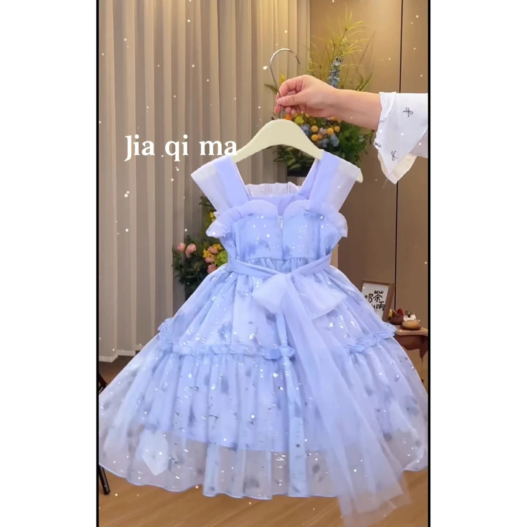2024夏 玫瑰庄园公主裙女童-1148#洋气蓝色夏季