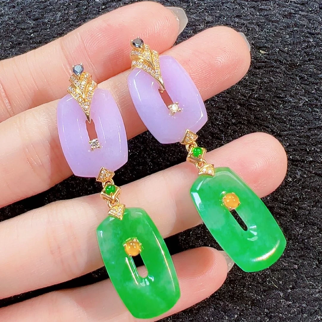 意***言翡翠18K金镶嵌耳饰【福利款】签收后24小时鉴赏期