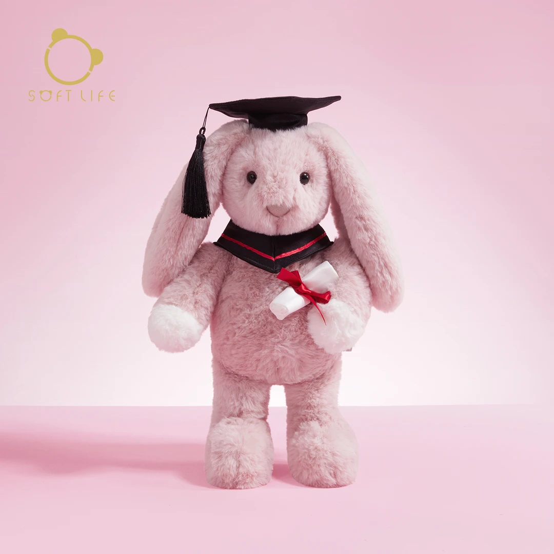 SOFT life兔子玩偶毛绒玩具睡觉抱学士帽毕业玩偶娃娃生日礼物女
