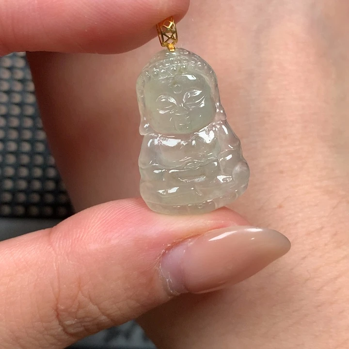 翡翠18K金镶嵌颈饰27-15.6-3.3宝宝观音