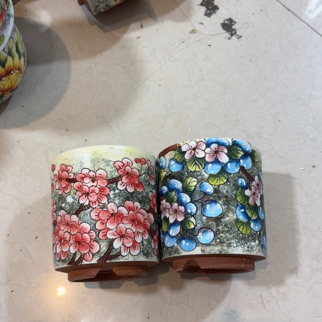 紫砂花盆晴**?景德镇手绘花盆陶瓷