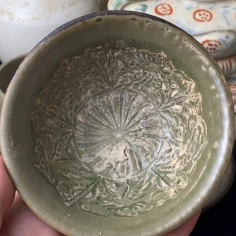 碗临汝窑青釉刻花小盏