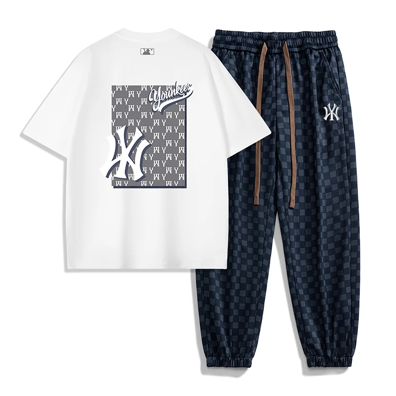 2025新款夏季短袖套装男美式潮牌t恤痞帅休闲裤男生酷帅穿搭套装