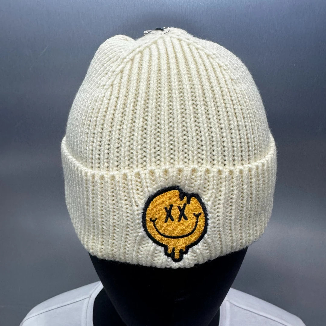 福利区-K9031-PCM(白)帽檐恶搞笑脸刺绣印花冷帽