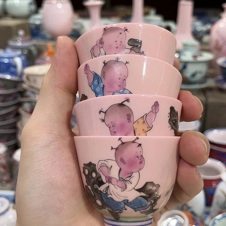 摆件///////景德镇陶瓷杯子。4个。