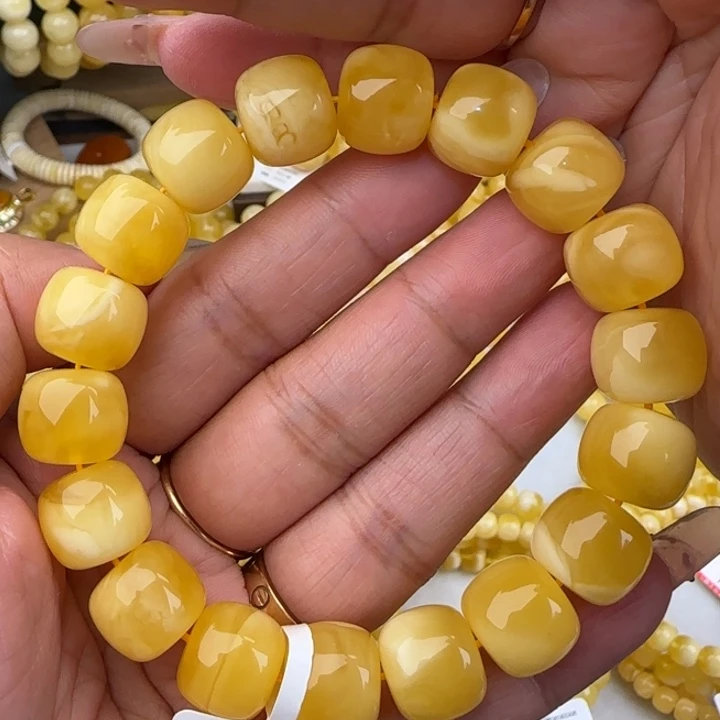 手链蜜蜡未镶嵌白花老型手串