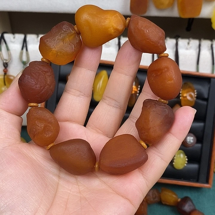 糖***果蜜蜡未镶嵌珠宝奇石手串