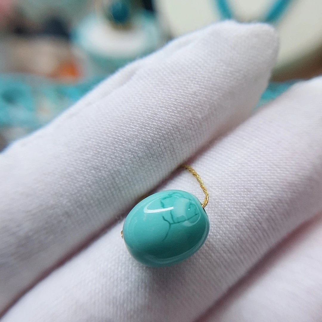 未镶嵌绿松石高瓷绿枣珠锁骨珠