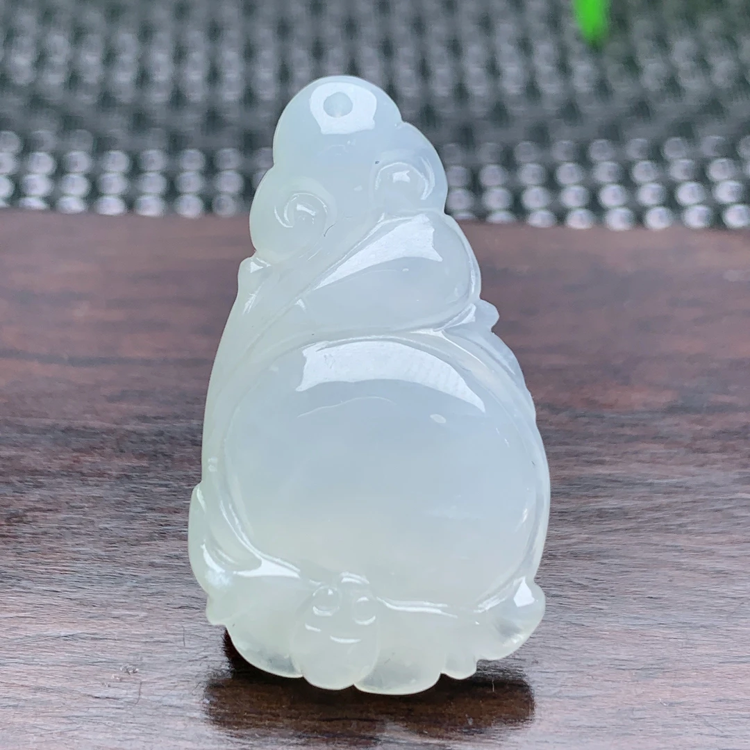 缅甸天然玉石翡翠A货蝙蝠吊坠寓意福到眼前白色挂件挂坠俏色女士