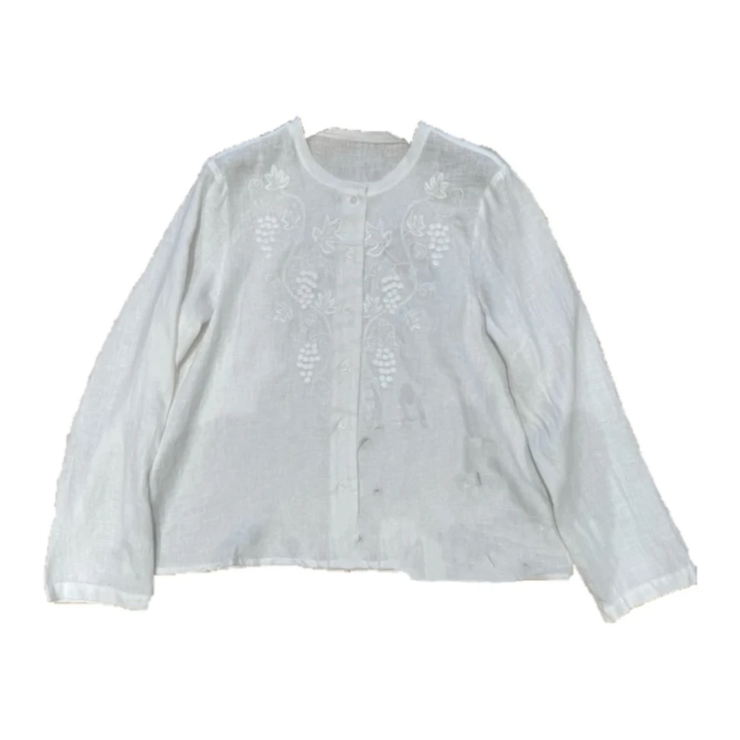 （拍下默认no退换）看准下单！刺绣白色亚麻外套
